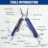 WORKPRO 18in1 Multi Tool Pliers Stainless Steel EDC Multitool with Pocket Knife 2 Safety Locks Belt Clip and Oxford Pouch Multipurpose Utility Multiuse Tool for Camping Outdoor ActivitiesBlue