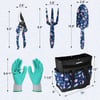 WORKPRO Aluminum Garden Tool Set 4PCS Heavy Duty Hand Garden Tools with Box Include Trowel Rake Pruner Garden Gloves Floral and Insect Printing Garden GiftsBlue insect with bag