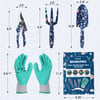 WORKPRO Aluminum Garden Tool Set 4PCS Heavy Duty Hand Garden Tools with Box Include Trowel Rake Pruner Garden Gloves Floral and Insect Printing Garden GiftsBlue insect