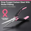 WORKPRO 6Piece Mini Pliers Set Needle Nose Long Nose Bent Nose Diagonal End Cutting and Linesman for Crafts Work Electronic Repair with Pouch  Pink RibbonPink