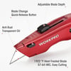 WORKPRO Premium Utility Knife 1PC Retractable All Metal Heavy Duty Box Cutter Quick Change Blade Razor Knife with 10 Extra BladesRed