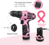 WORKPRO Pink Cordless Drill Driver Set 12V Electric Screwdriver Driver Tool Kit 38 Keyless Chuck Charger and Storage Bag Included  Pink RibbonPink