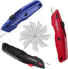 WORKPRO Premium Utility Knife Retractable All Metal Heavy Duty Box Cutter Quick Change Blade Razor Knife with 10 Extra Blades Set of 3 Black Red BlueWORKPRO Premium Utility Knife Retractable All Metal Heavy Duty Box Cutter Quick Change Blade Razor Knife with 10 Extra Blades Set of 3 Black Red Blue