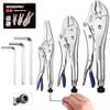 WORKPRO 5Piece CRV Locking Pliers Set 612 912 Long Nose Locking Pliers 5 7 and 10 Curved Jaw Locking Pliers Fast Release with 3pc Hex Keys3