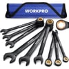 WORKPRO 9Piece AntiSlip Ratcheting Combination Wrench Set SAE 1434 72Tooth CrV Constructed Black Ratchet Wrenches Set with Roll Up PouchMETRIC