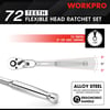 WORKPRO 2Piece Flex Head Ratchet Set 14 38 Drive 72Tooth Ratchet with Chromium Plating Quick Release Reversible Design 5 Degree Swing14 38 Drive