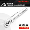 WORKPRO 2Piece Flex Head Ratchet Set 14 38 Drive 72Tooth Ratchet with Chromium Plating Quick Release Reversible Design 5 Degree Swing14 Drive