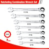 WORKPRO 7Piece Ratcheting Combination Wrench Set 72 Teeth Combo Ratchet Wrenches Set with Roll Up Pouch Metric 8mm17mmSAE