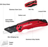 WORKPRO FoldingnbspUtility Knife Heavy Duty Metal Quick Open Axis Lock Box Cutter Quick Change Blade Razor Knife 1PC with 10 Extra SK5 BladesRed