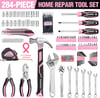 WORKPRO Pink Tool Box 284PCS Pink Household Tool Set Pink Tool Kit for Home with Sockets Pliers Ratchet Handle Portable Toolkit for Home Repair New Apartment HouseWarming DIY  Pink RibbonWORKPRO Pink Tool Box 284PCS Pink Household Tool Set Pink Tool Kit for Home with Sockets Pliers Ratchet Handle Portable Toolkit for Home Repair New Apartment HouseWarming DIY  Pink Ribbon