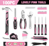 WORKPRO Pink Tool Set  100 Piece Pink Tool Kit with Easy Carrying Pouch Household Tool Kit for Home Apartment Office College Perfect for DIY Projects Home Maintenance  Pink RibbonPink