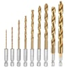 WORKPRO 9Piece 14 Hex Shank Drill Bit Set Titanium Plating HSS Drill Bits from 116 to 38 for Metal Steel Wood PVC Quick Change DesignWORKPRO 9Piece 14 Hex Shank Drill Bit Set Titanium Plating HSS Drill Bits from 116 to 38 for Metal Steel Wood PVC Quick Change Design