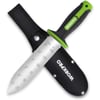 WORKPRO Hori Hori Garden Knife 7 Stainless Steel Blade with Cutting Edge Garden Tools with Oxford Sheath Ergonomic TRP Handle with Hanging Hole for Weeding Planting Digging PinkGreen