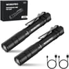 WORKPRO Rechargeable Pen Light Mini Flashlight 2 Pack UltraCompact EDC Flashlight Pocket Flashlight with Clip Memory Function and 2 x USB C Cable Included BlackBlack