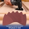 WORKPRO 150piece Sanding Discs Set  5Inch 8Hole Sandpaper 10 Grades Include 60 80 100 120 150180 240 320 400 600 Grits for Random Orbital SanderNot for Oscillating Tools or Mouse SanderTriangle Sanding Pads