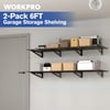 WORKPRO 2Pack 2x6FT Garage Wall Shelving 72 x 24 Heavy Duty Wall Mounted Shelving 800lbs Load Capacity Total Metal Wall Shelves Suitable for Shop Shed Garage Storage Black 1 Sets2x6FT