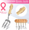 WORKPRO Garden Tools Set 7 Piece Stainless Steel Heavy Duty Gardening Tools with Wooden Handle Including Garden Tote Gloves Trowel Hand Weeder Cultivator and MoreGardening Gifts For Women MenPink