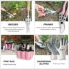 WORKPRO Garden Tools Set 7 Piece Stainless Steel Heavy Duty Gardening Tools with Wooden Handle Including Garden Tote Gloves Trowel Hand Weeder Cultivator and MoreGardening Gifts For Women MenPink