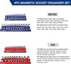 WORKPRO Magnetic Socket Organizer Set 4Piece Socket Holder Set Includes 14 38 Drive Metric SAE Socket Trays Holds 108 Pieces Standard Size and Deep Size SocketsSocket not IncludedWORKPRO Magnetic Socket Organizer Set 4Piece Socket Holder Set Includes 14 38 Drive Metric SAE Socket Trays Holds 108 Pieces Standard Size and Deep Size SocketsSocket not Included