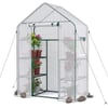 WORKPRO Greenhouse 56 x 56 x 77 Heavy Duty Walk in Greenhouses for Outdoors with Screen Windows Thicken PE Cover 3 Tier 8 Shelves Portable Green House Kit for Patio Backyard and Porch56 L X 28 W X 77 H Walk in Small