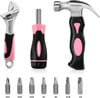 WORKPRO 10piece Pink Tool Kit Household Tools Set with Screwdriver Bits Holder Set Adjustable Wrench and Stubby Claw HammerPink RibbonWORKPRO 10piece Pink Tool Kit Household Tools Set with Screwdriver Bits Holder Set Adjustable Wrench and Stubby Claw HammerPink Ribbon