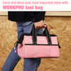 WORKPRO 13inch Tool Bag Wide Mouth Tool Tote Bag with Inside Pockets for Tool StoragePink