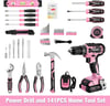 WORKPRO 20V Pink Cordless Drill Driver and Home Tool Set 141PCS Hand Tool Kit for DIY Home Maintenance 20 Ah Liion Battery 1 Hour Fast Charger and Tool Box Included  Pink RibbonWORKPRO 20V Pink Cordless Drill Driver and Home Tool Set 141PCS Hand Tool Kit for DIY Home Maintenance 20 Ah Liion Battery 1 Hour Fast Charger and Tool Box Included  Pink Ribbon