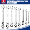 WORKPRO 8piece FlexHead Ratcheting Combination Wrench Set Metric 917 mm 72Teeth CrV Constructed Nickel Plating with Organization BagMetric Regular amp Mirror Polished