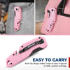 WORKPRO Folding Utility Knife Quick Change Box Cutter Pink Razor Knife for Cartons Cardboard Boxes 10 Extra Blades Included  Pink RibbonPink