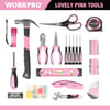 WORKPRO Pink Tool Kit Home Repairing Tool Set with Wide Mouth Open Storage Bag Household Tool Kit  Pink RibbonWORKPRO Pink Tool Kit Home Repairing Tool Set with Wide Mouth Open Storage Bag Household Tool Kit  Pink Ribbon