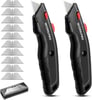 WORKPRO Premium Utility Knife 2PC Retractable All Metal Heavy Duty Box Cutter Quick Change Blade Razor Knife with 10 Extra BladesBlack