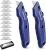 WORKPRO Premium Utility Knife 2PC Retractable All Metal Heavy Duty Box Cutter Quick Change Blade Razor Knife with 10 Extra BladesBlue