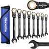 WORKPRO 8piece FlexHead Ratcheting Combination Wrench Set Metric 917 mm 72Teeth CrV Constructed Nickel Plating with Organization BagMetric AntiSlip Tooth