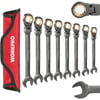 WORKPRO 8piece FlexHead Ratcheting Combination Wrench Set Metric 917 mm 72Teeth CrV Constructed Nickel Plating with Organization BagMetric Regular amp Nickel Plating