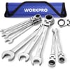 WORKPRO 8piece FlexHead Ratcheting Combination Wrench Set Metric 917 mm 72Teeth CrV Constructed Nickel Plating with Organization BagMetric Regular amp Mirror Polished