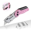 WORKPRO Folding Utility Knife QuickChange Pink Box Cutter with Blade Storage Compartment Hidden in Lightweight Aluminum Diecast Handle 12 Extra Blades Included  Pink RibbonWORKPRO Folding Utility Knife QuickChange Pink Box Cutter with Blade Storage Compartment Hidden in Lightweight Aluminum Diecast Handle 12 Extra Blades Included  Pink Ribbon