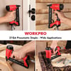 WORKPRO 8016 Pneumatic Staple Gun 21 Gauge Upholstery Stapler with 1500pcs Staples 14quot to 58quot AirPowered Rear Exhaust for Carpentry Woodworking and DIY Projects22G 7116