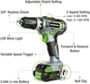 imageWORKPRO 20V Cordless DrillDriver Kit 38 182 Torque Setting Variable Speed 20 Ah Liion Battery and 1 Hour Fast Charger