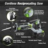 imageWORKPRO Cordless Reciprocating Saw 20V 40Ah Battery 1inch Stroke Length 4 Saw Blades for Wood ampamp Metal Cutting Included