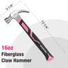 imageWORKPRO 8 oz Claw Hammer with Fiberglass Handle All Purpose Hammer with Forged Hardened Steel Head Smooth Face ampamp Shock Reduction Grip  Pink Ribbon16oz