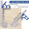 imageWORKPRO Aluminum Alloy Carpenter Square and ZincAlloy Square Ruler Set  7 in Rafter Layout Tool and 12 in Combination Square Combo