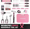 imageWORKPRO Pink Tool Box 258PCS Pink Tool Kit for Home Complete Household Tool Set with Pink Hammer Screwdriver Set Portable Toolkit for Home Repair New Apartment HouseWarming DIY  Pink Ribbon