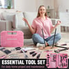 imageWORKPRO Pink Tool Box 284PCS Pink Household Tool Set Pink Tool Kit for Home with Sockets Pliers Ratchet Handle Portable Toolkit for Home Repair New Apartment HouseWarming DIY  Pink Ribbon