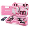 imageWORKPRO Pink Tool Box 284PCS Pink Household Tool Set Pink Tool Kit for Home with Sockets Pliers Ratchet Handle Portable Toolkit for Home Repair New Apartment HouseWarming DIY  Pink Ribbon