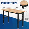 imageWORKPRO Garage Workbench 48quotX22quot Adjustable Workbench with Wheels and Leveling Foot Rubber Wood Top Work Desk with Power Outlets 1500 LBS Workbenches for Garage Workshop Office Home48x22 with Leveling Foot