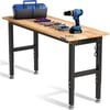 imageWORKPRO Garage Workbench 48quotX22quot Adjustable Workbench with Wheels and Leveling Foot Rubber Wood Top Work Desk with Power Outlets 1500 LBS Workbenches for Garage Workshop Office Home60x24 with Leveling Foot