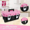 imageWORKPRO 16inch Tool Box Pink Plastic Toolbox with Metal Latch and Removable Tray Small Tool Storage Organizer with Lock Secured  Pink Ribbon