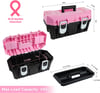 imageWORKPRO 16inch Tool Box Pink Plastic Toolbox with Metal Latch and Removable Tray Small Tool Storage Organizer with Lock Secured  Pink Ribbon