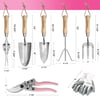 imageWORKPRO 8Piece Pink Garden Tool Set Stainless Steel Gardening Tools with Wood Handle Including Garden Tote Gloves Trowel Hand Weeder Cultivator and More Gardening Gifts For Women  Pink RibbonPink