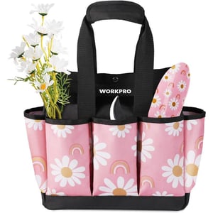 WORKPRO Garden Tool Bag 9 Pockets Garden Tote Bag Heavy Duty Oxford Garden Tool Storage Bag Gardening Tool Kit Holder Tools NOT Included 12 x 12 x 6 Blue InsectsFloral Pink